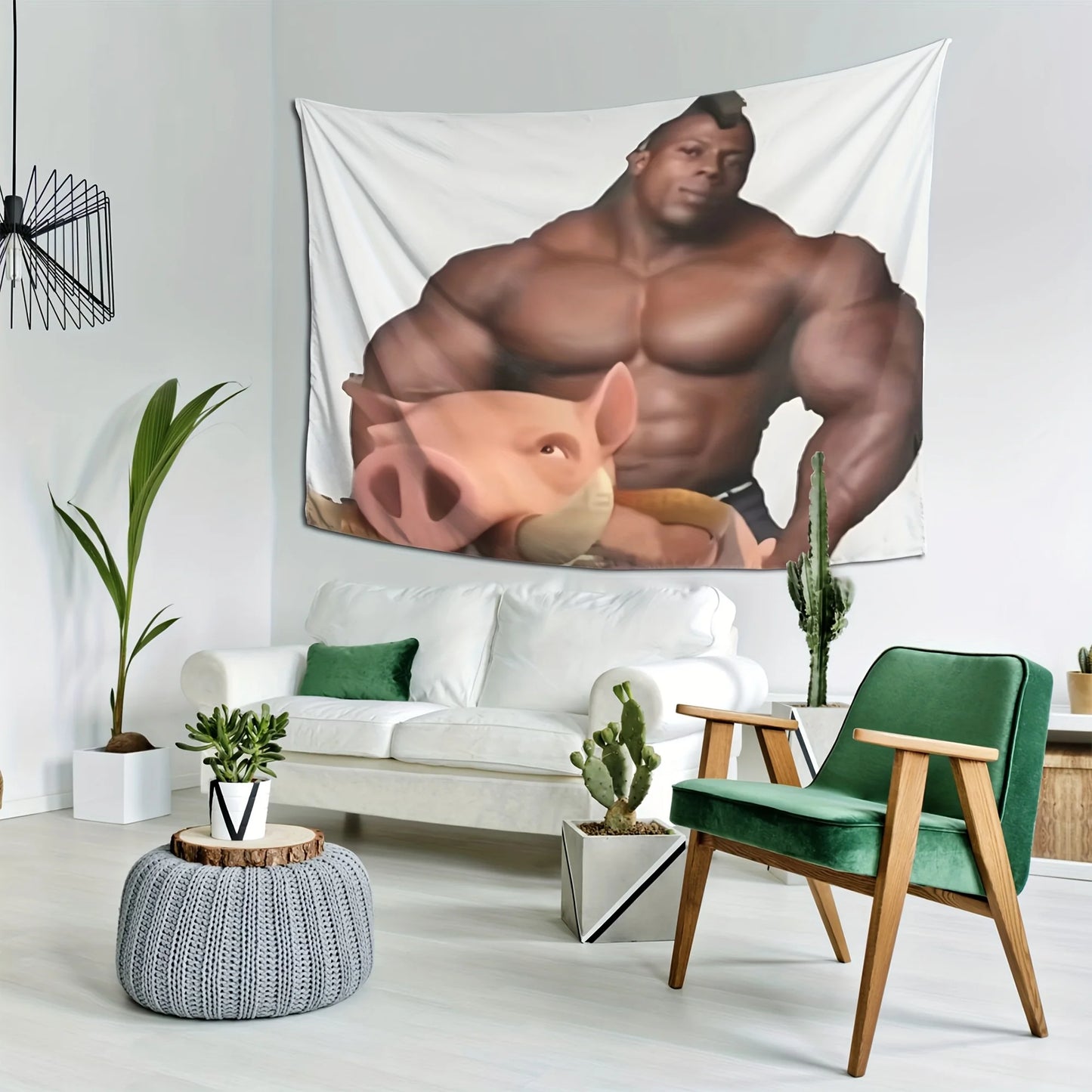 Muscle Man and Pig Tapestry